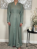 Sage Wide Sleeve Nida Open Abaya