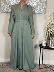 Sage Wide Sleeve Nida Open Abaya