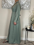 Sage Wide Sleeve Nida Open Abaya