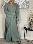 Sage Wide Sleeve Nida Open Abaya