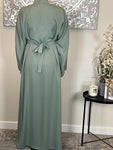 Sage Wide Sleeve Nida Open Abaya