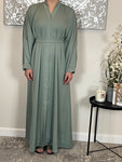 Sage Wide Sleeve Nida Open Abaya