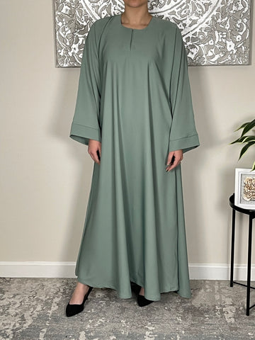 Sage Wide Sleeve Nida Closed Abaya