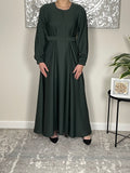 Emerald Green Cuffed Sleeve Nida Closed Abaya