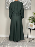 Emerald Green Cuffed Sleeve Nida Closed Abaya