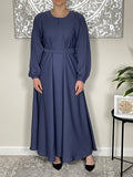 Denim Blue Cuffed Sleeve Nida Closed Abaya