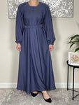 Denim Blue Cuffed Sleeve Nida Closed Abaya