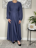 Denim Blue Cuffed Sleeve Nida Closed Abaya