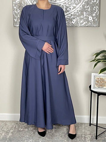 Denim Blue Wide Sleeve Nida Closed Abaya