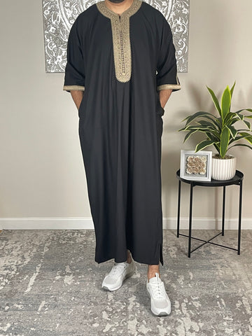 Men’s Black Moroccan Thobe