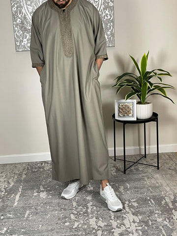 Men’s Taupe Grey Moroccan Thobe