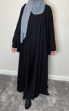 Black Nida Dual Layered Sleeve Closed Abaya