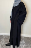 Black Nida Dual Layered Sleeve Closed Abaya