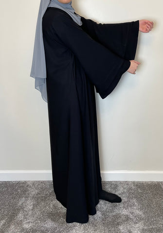 Black Nida Dual Layered Sleeve Closed Abaya