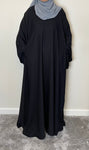 Black Nida Dual Layered Sleeve Closed Abaya