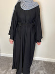 Black Nida Dual Layered Sleeve Closed Abaya