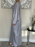 Pearl Grey Nida Butterfly Abaya