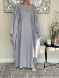 Pearl Grey Nida Butterfly Abaya