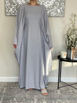 Pearl Grey Nida Butterfly Abaya