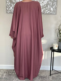 Dark Rose Nida Butterfly Abaya