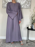 Lilac Nida Dual Layered Sleeve Closed Abaya