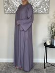 Lilac Nida Dual Layered Sleeve Closed Abaya