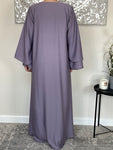 Lilac Nida Dual Layered Sleeve Closed Abaya
