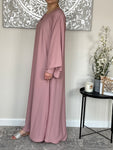 Pink Nida Dual Layered Sleeve Closed Abaya