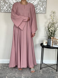 Pink Nida Dual Layered Sleeve Closed Abaya