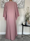 Pink Nida Dual Layered Sleeve Closed Abaya