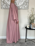 Pink Nida Dual Layered Sleeve Closed Abaya