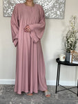 Pink Nida Dual Layered Sleeve Closed Abaya