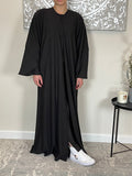 Black Ribbed Abaya Coat