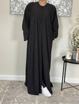 Black Ribbed Abaya Coat