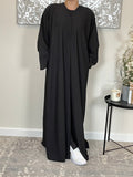 Black Ribbed Abaya Coat