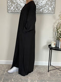 Black Ribbed Abaya Coat