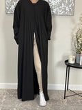 Black Ribbed Abaya Coat