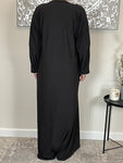 Black Ribbed Abaya Coat