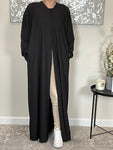 Black Ribbed Abaya Coat