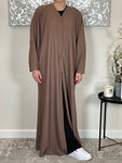 Mocha Ribbed Abaya Coat