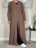 Mocha Ribbed Abaya Coat