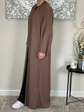 Mocha Ribbed Abaya Coat