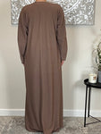 Mocha Ribbed Abaya Coat