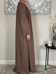 Mocha Ribbed Abaya Coat