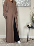 Mocha Ribbed Abaya Coat