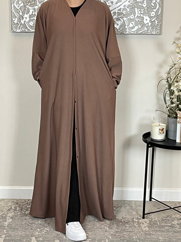 Mocha Ribbed Abaya Coat