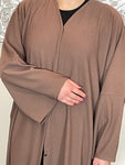 Mocha Ribbed Abaya Coat