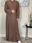 Mocha Ribbed Abaya Coat