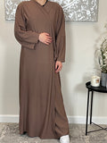 Mocha Ribbed Abaya Coat