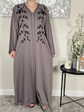 Premium Hand Embellished Lilac Open Abaya